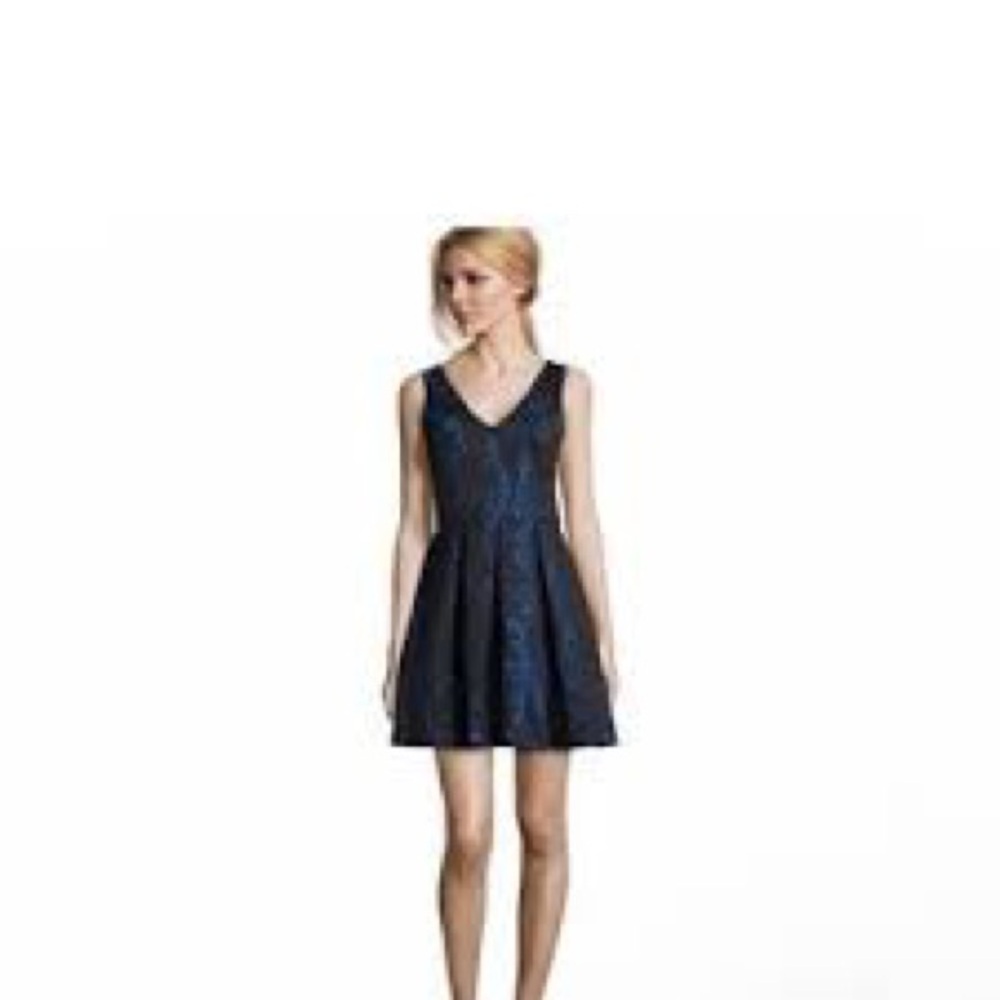 AB Allen Schwartz Lace Mini Cocktail Dress Navy Blue Black Size 2